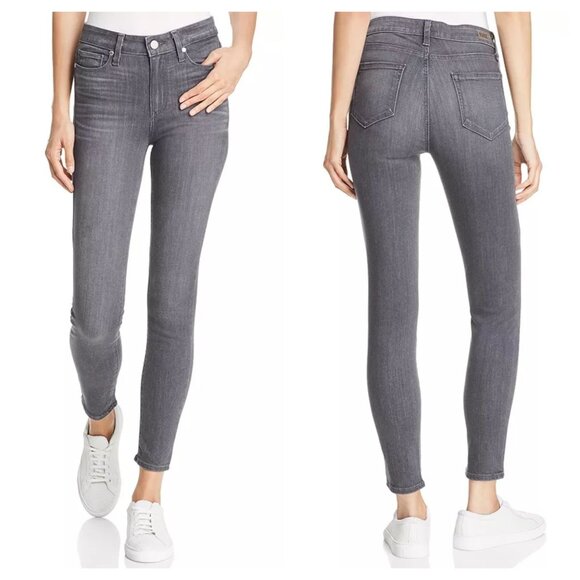 NWT PAIGE Hoxton Ankle High Rise Skinny Jeans 32 Stretch Denim Washed Grey Peaks - Picture 4 of 5